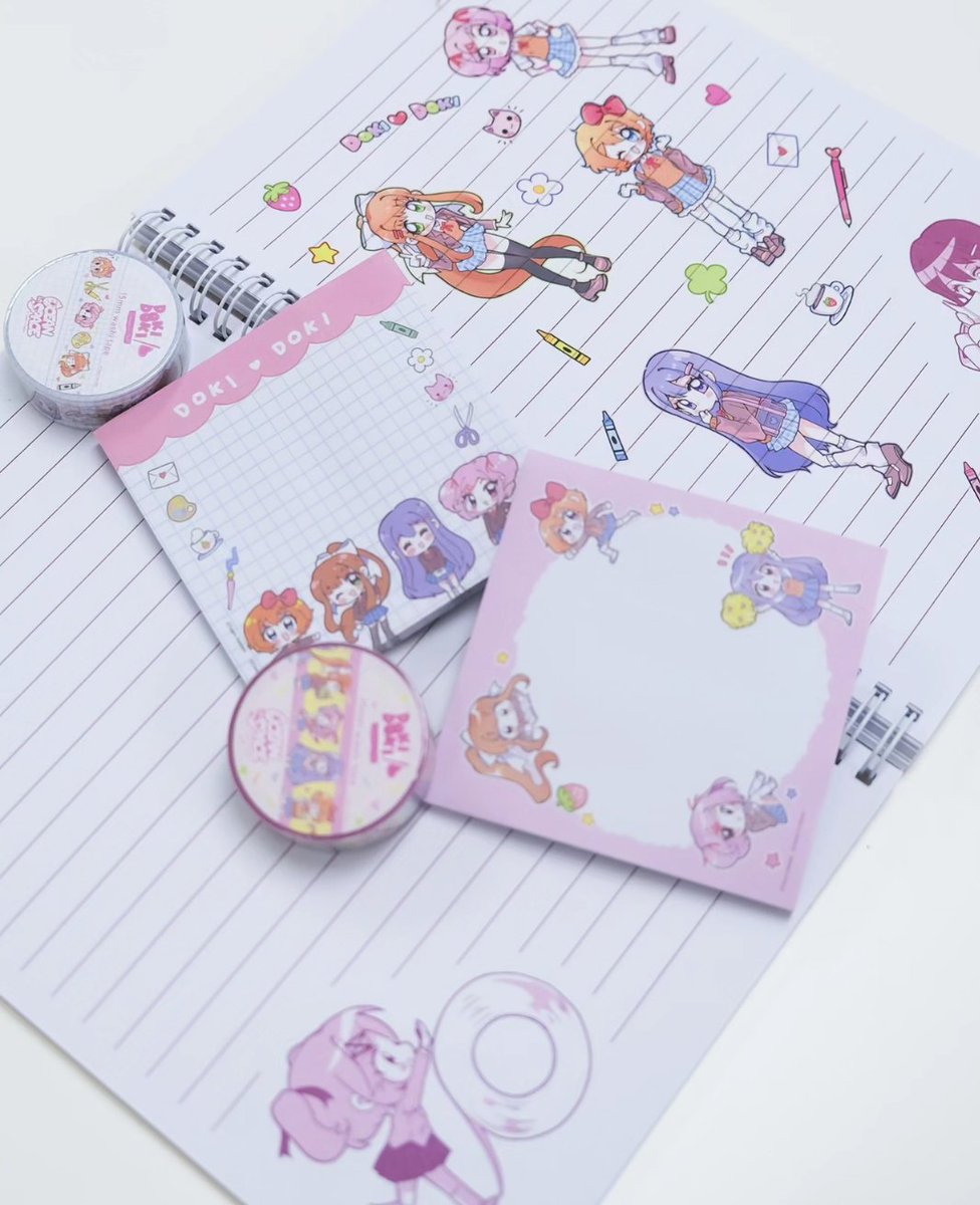 モニカ(DDLC) ,Yuri(DDLC) 「The full set  notebook-2 washi tapes-2 P」|Ocean ☆のイラスト