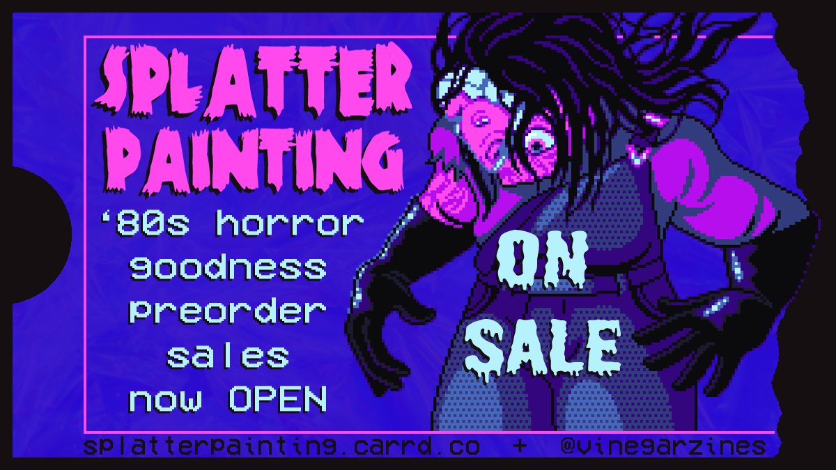SPLATTER PAINTING - inspired by 80s slashers, brings you a small town with a nasty past &amp; an undead killer who can't let go. Multiple writers tell a collaborative story, given life by amazing artists.🔪

Preorder a physical copy (&amp; check our merch) here - 
vinegarzines.bigcartel.com