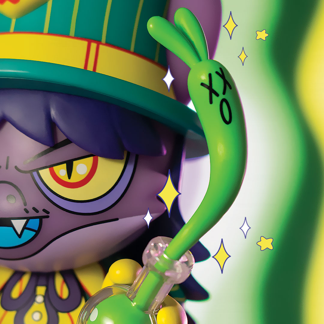 SUPERPLASTIC's tweet photo. A first look at Bunny Keeper by @persueone. This SuperJanky wears a 3-inch tall top hat complete with four arms, a magic potion, and a mini hypno-bunny carrying the BunnyKeeper’s hypnotic watch. Limited to 999 made. Available online &amp; in-store on 8.03 @ 2PM ET. https://t.co/0yxFUPGi1G