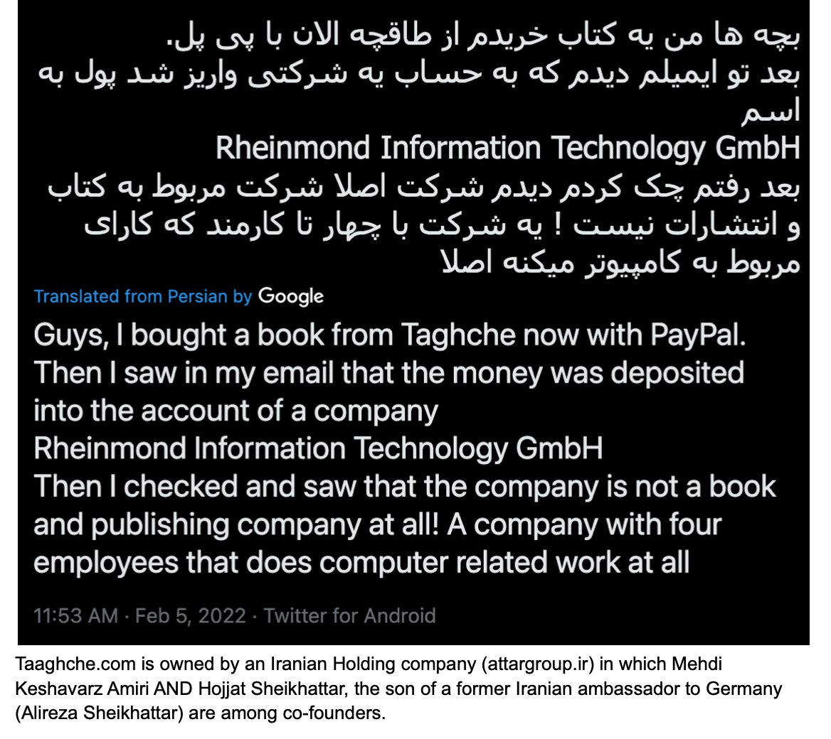 ServerError403's tweet photo. اگه اسنادی که درباره #ابرآروان و شرکتهای صوری گردانندگان #Softqloud در آلمان منتشر شده رو خونده باشید، قاعدتا نباید واسه طاقچه اکلیلی بشید. https://t.co/1DQFqn1kJQ