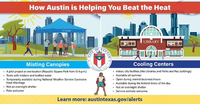 The @NWSSanAntonio has issued an Excessive Heat Warning for our area with the heat index reaching 105. The Misting Canopy pilot program will be available at Republic Square Park from noon to 6 p.m.