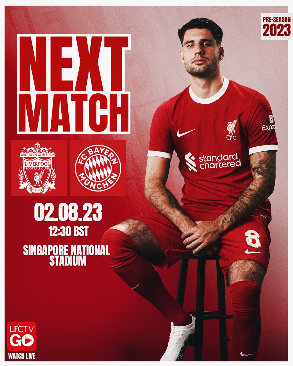 LFC's tweet photo. We take on Bayern Munich tomorrow in our penultimate pre-season fixture 👊 https://t.co/caW4WjnQDF