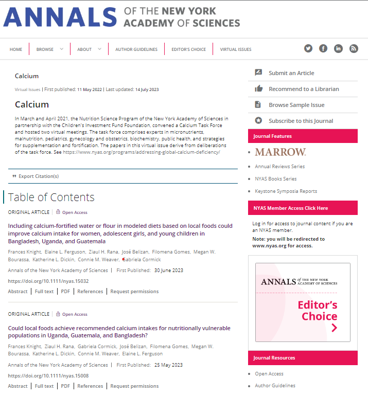 FrancesAKnight's tweet photo. 📣 Our diet modelling papers for the #NYASAnnals special issue on #Calcium are out!
1️⃣Can dietary calcium targets be met using local foods?
https://t.co/TYnOJQ2GGX
2️⃣ Can Ca intake be improved using calcium-fortified water or flour?
https://t.co/ov2WqmSblm https://t.co/s3fLQGLX8E