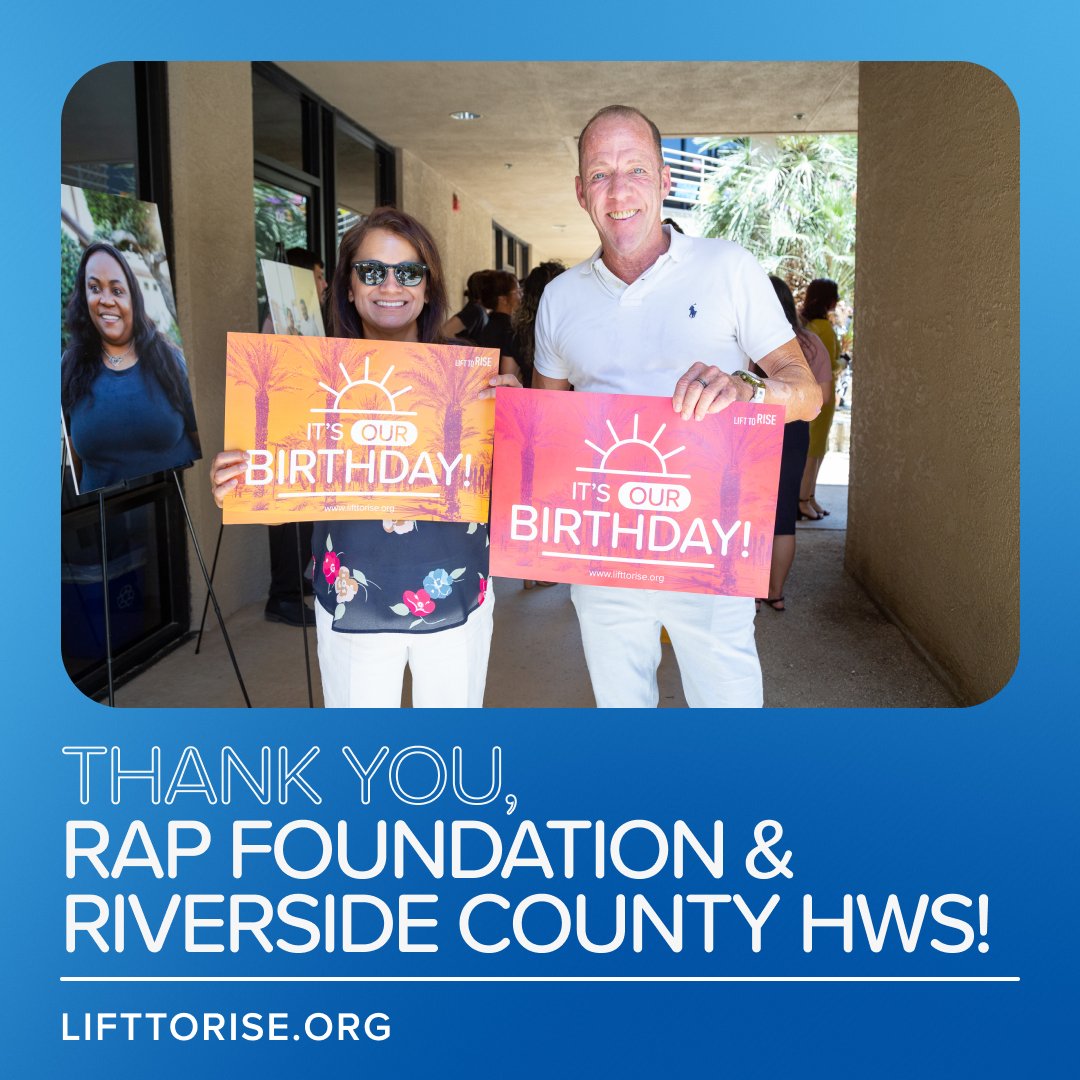 Huge thanks to @RAPFoundation and @RivCoHWS, two of Lift to Rise's original lead partners. Their early and ongoing support has been vital to building and maintaining such a powerful network of partners.