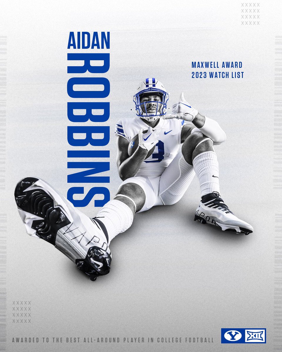 BYUfootball's tweet photo. 𝐌𝐀𝐗𝐖𝐄𝐋𝐋 𝐀𝐖𝐀𝐑𝐃 𝐖𝐀𝐓𝐂𝐇 𝐋𝐈𝐒𝐓

@Kedonslovis 🤝 @theaidanrobbins https://t.co/exSDayeK7S