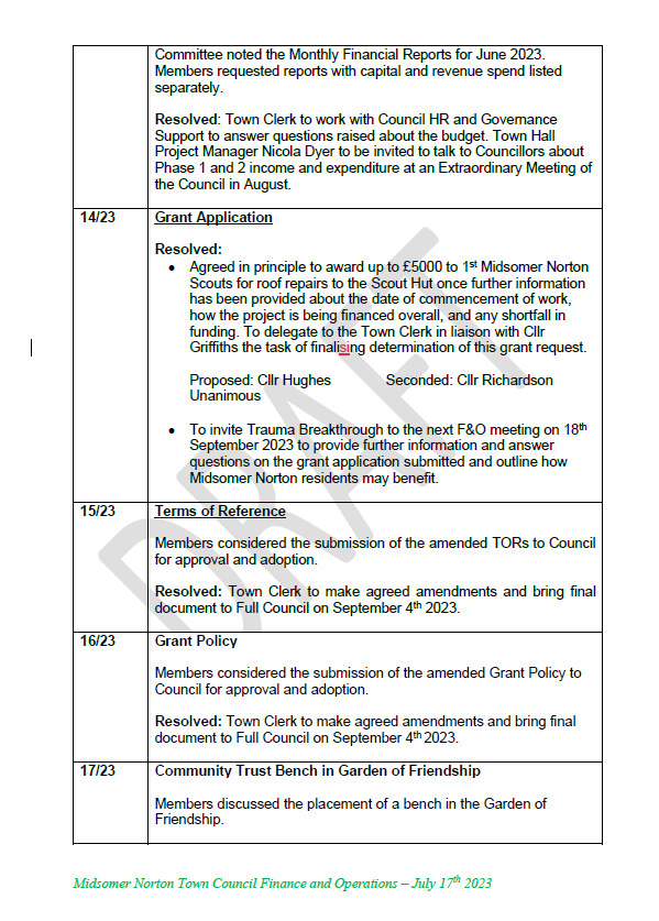nortongnome's tweet photo. Minutes from June 17th @norton_town Finance &amp; Operations Committee published last week. @MSNNubNews @MNRJournal @SomersetLive @SomerValleyFM https://t.co/2L3v7FX6pZ