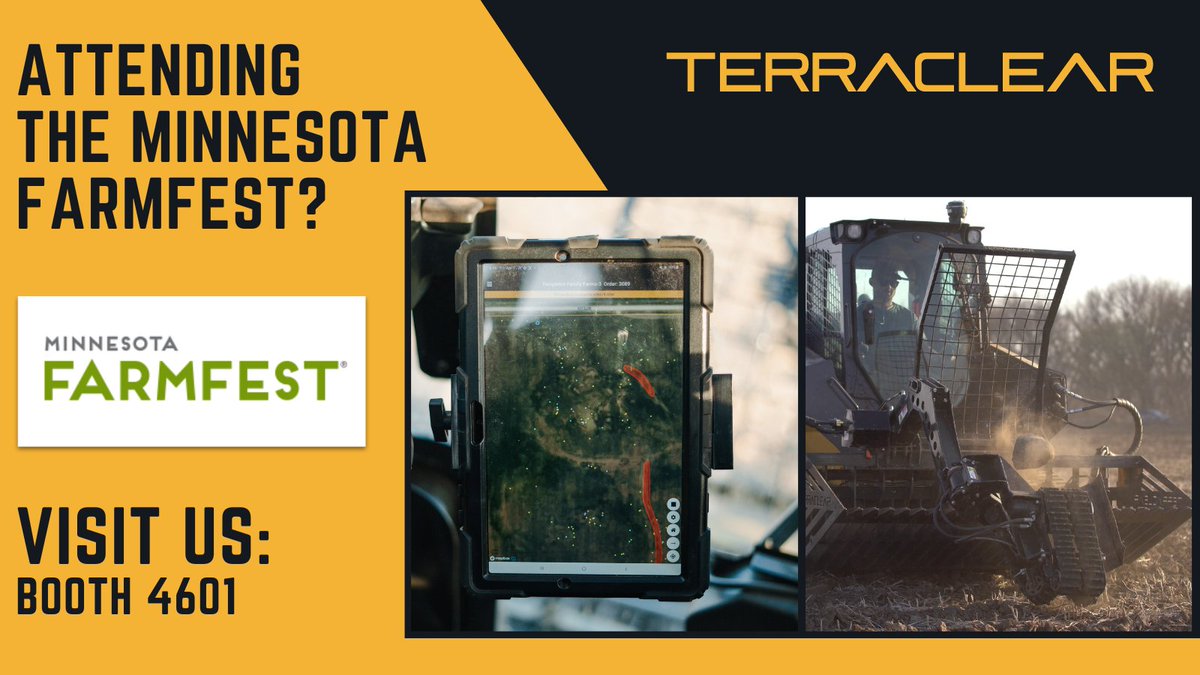 TerraClearInc's tweet photo. Attending FarmFest (August 1st - 3rd, 2023)? Visit us at Booth 4601 to learn more and enter to win 500 FREE acres of rock mapping!
#FarmFest2023 #AgTech #RockPicking #RockMap #TerraClear https://t.co/eXlOEcmP7u