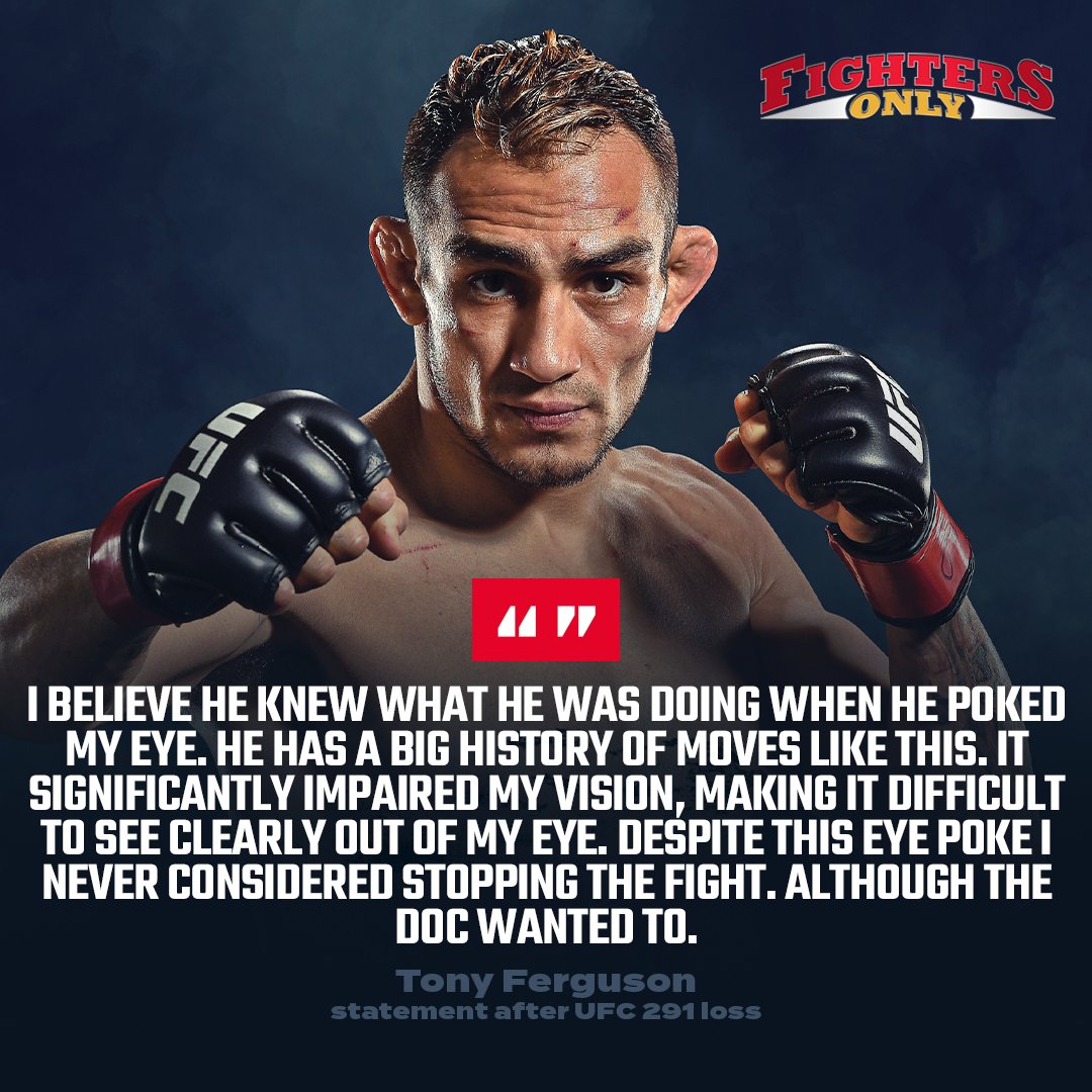 FightersOnly's tweet photo. What did you think of the eye poke? Was it an intentional play from Green? π€
#tonyferguson #ufc291 #bobbygreen #mma #mmaquote https://t.co/WLTSnrk2id