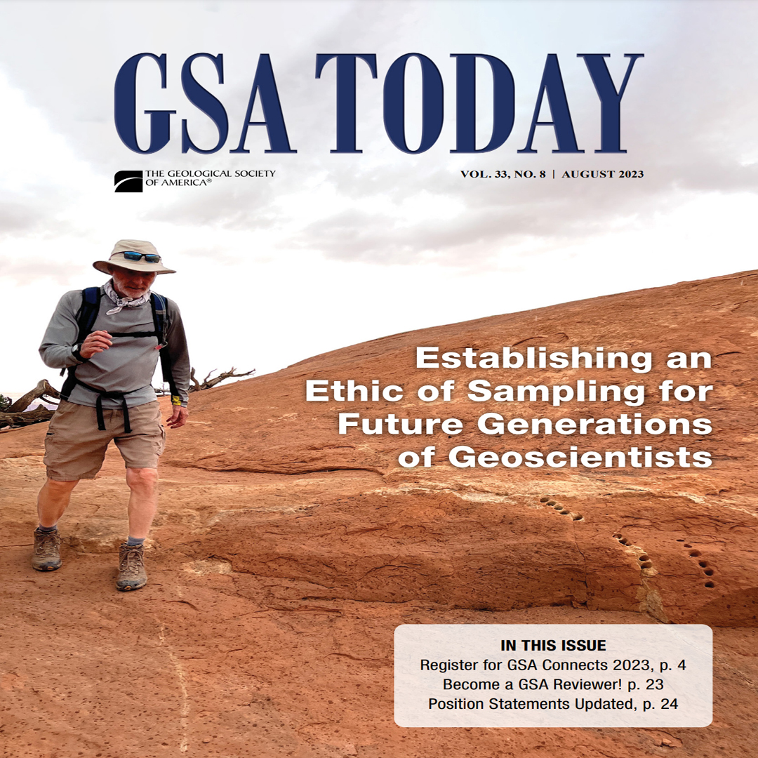 geosociety's tweet image. The August issue of #GSAToday, is now available online! geosociety.org/gsatoday

This month's featured #Groundwork article, explores 'Establishing an Ethic of Sampling for Future Generations of Geoscientists' by Marjorie A. Chan and David W. Mogk 
tr.ee/AUqToSnvye