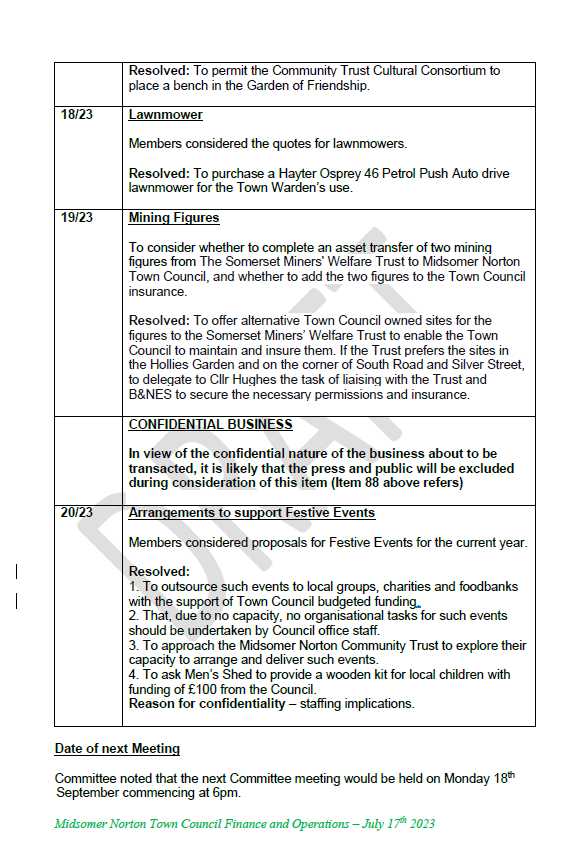 nortongnome's tweet photo. Minutes from June 17th @norton_town Finance &amp; Operations Committee published last week. @MSNNubNews @MNRJournal @SomersetLive @SomerValleyFM https://t.co/2L3v7FX6pZ