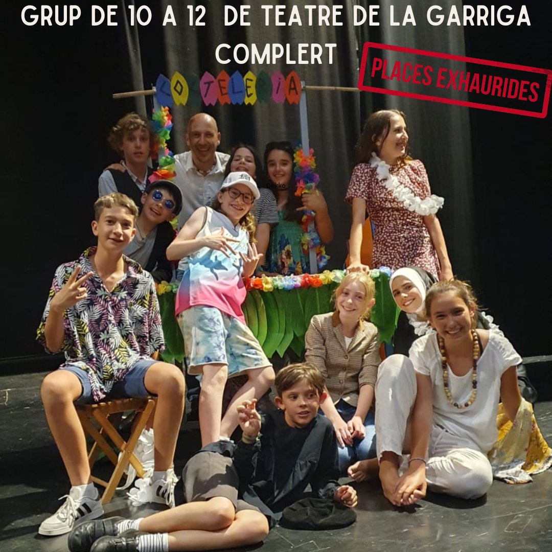 Us informem que el grup 10 a 12 de l'escola de teatre de la Garriga s'ha omplert.
Les places estan exhaurides.