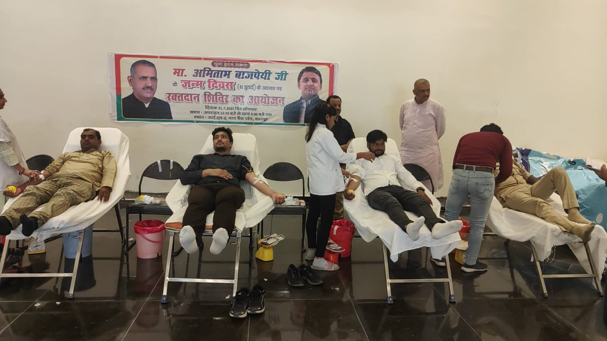 imakanpur's tweet photo. Blood Donation Camp on Date:- 31/07/2023

Organizer:- " Vidhayak Amitabh Bajpai Ji "
  Camp Venue :- IMA Charitable Blood

Centre ,Parade, Kanpur 

Camp Timing:- 12:00 pm to 06:00 p.m
Total voluntary donation:- 69
This Camp Attend by 
Dr. Sushil Kumar sir  and Dr. K.S.Gupta sir https://t.co/030eweDrkq