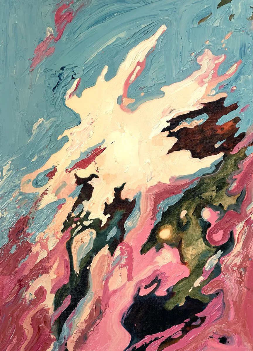 GM! 🦴 🩵

“Of Bones and Flesh”, 2023, oil on canvas, 20” x 30” 

I’m very excited to present the first of an 8 piece physical abstract painting series entitled “Chrysalis” 
It will be sold tomorrow at 10 am Eastern for 0.6 Eth on <a href="/exchgART/">Exchange Art</a> 

The collector will be sent the