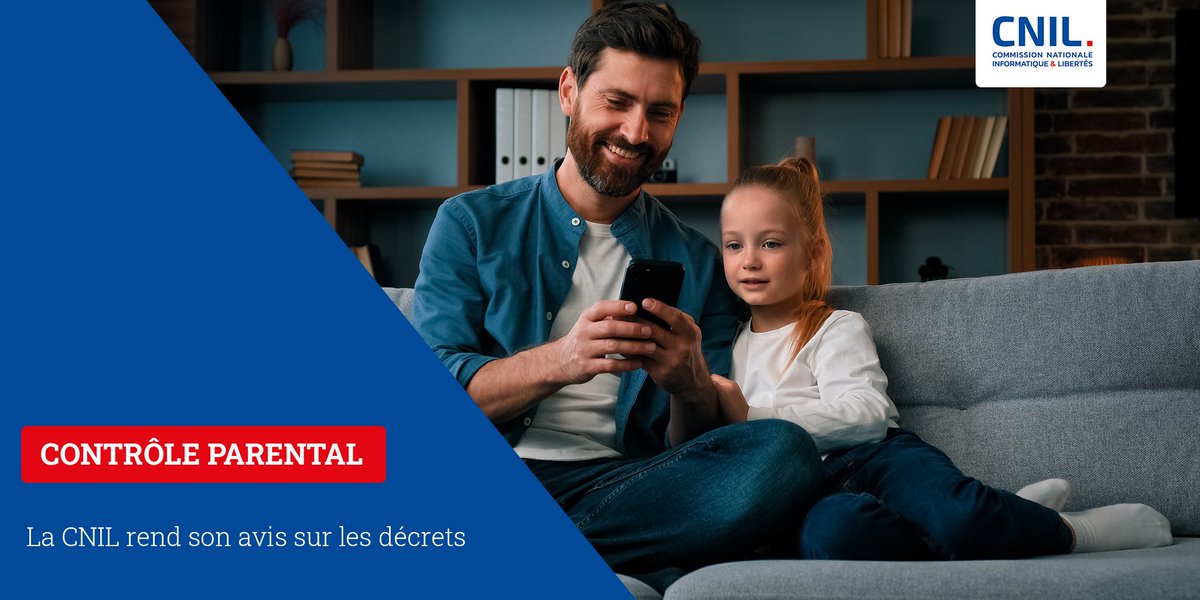 CNIL's tweet image. La CNIL publie son avis sur les décrets d’application de la loi visant à renforcer le #ContrôleParental sur les moyens d'accès à Internet 👉 cnil.fr/fr/la-cnil-ren…