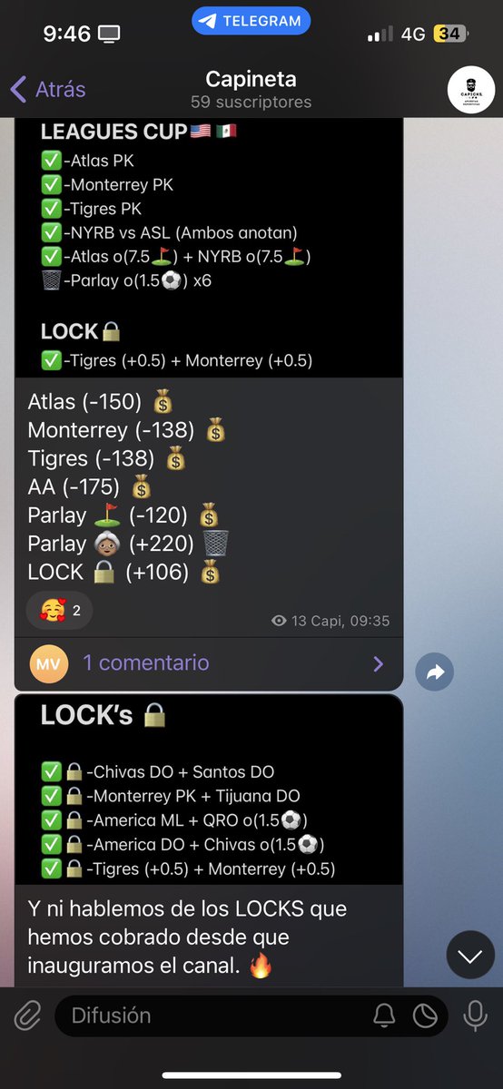 AndresValHer's tweet photo. Estamos cerrando el mes verdes CARAJOO!!!
Ayer 6-1 en Leagues Cup. 💰
Y llegamos a un 5-0 en LOCKS 🔒
TODO absolutamente TODO compartido GRATIS en mi canal de Telegram.
No se que esperas para unirte. 🤷🏽♂️
Aún hay lugares en la #Capineta.
Link en bio🔗 https://t.co/JIZa6E0wlh