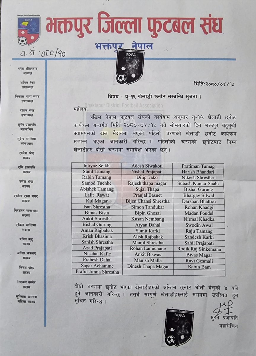 fcreale's tweet photo. Coach Anish in U19 Bhaktapur District Level Selection for SAFF U19 Championship 2023!

Last week, Coach Anish was also in U16 Selection ! https://t.co/DNaVrLYPol