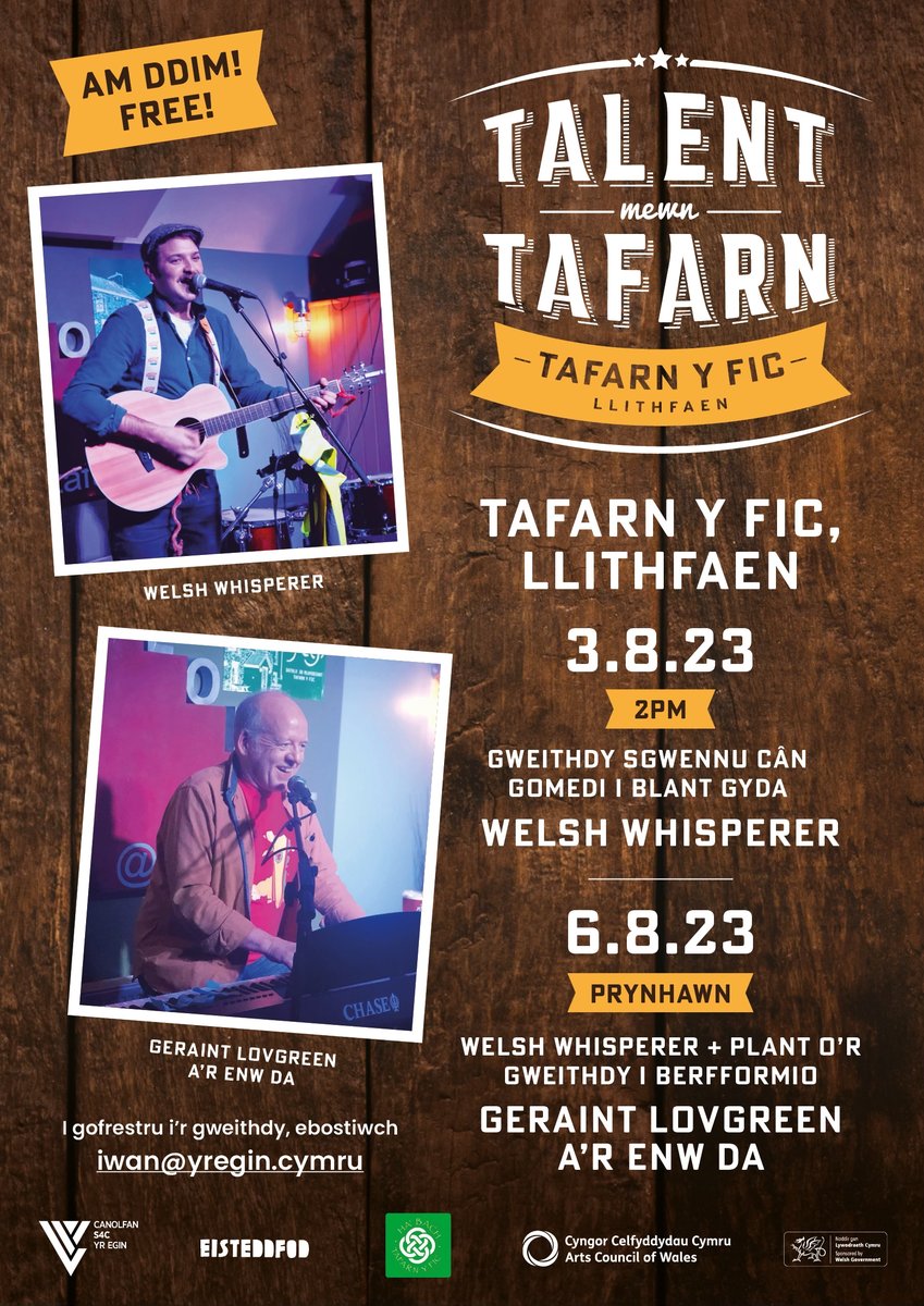 yr_egin's tweet image. @tafarnyfic 

3.8.23 @ 2pm
👉 #Gweithdy sgwennu cân gomedi i blant gyda'r
@WelshWhisperer🤩

6.8.23
👉Welsh Whisperer + plant o’r gweithdy i berfformio
👉@ddim_yn_sant a’r Enw Da

📧 I gofretsru - ebostiwch: iwan@yregin.cymru

AM DDIM!

@eisteddfod @Arts_Wales_