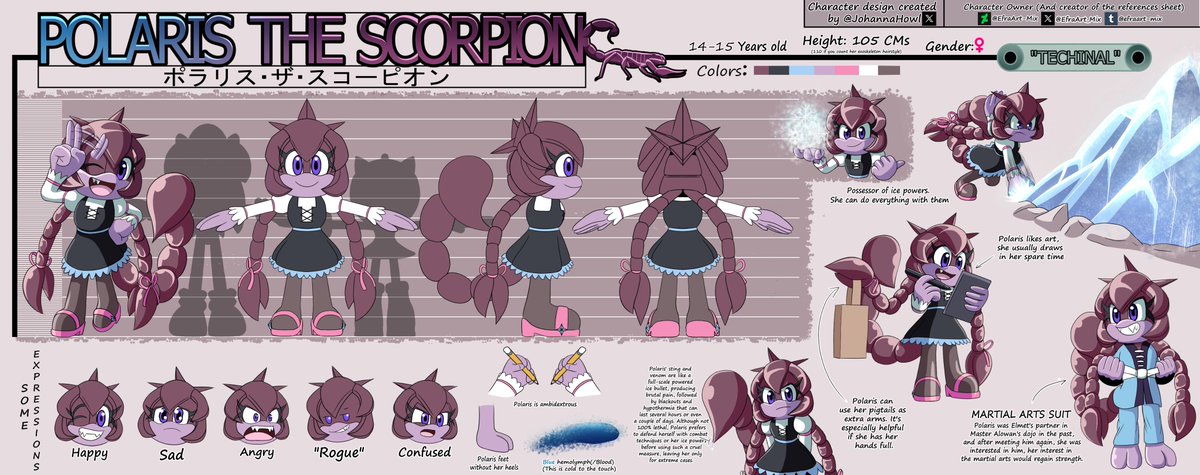 EfraArt_Mix's tweet photo. Very well, the day has arrived😁, I (now completely) welcome my new girl and #SonicFC 😁😊, Polaris the #Scopion 🦂❄️
#SonicFC #SonicOC #SonicFanCharacter #SonicFCFemale #SonicArtist #SonicTheHedgehog #Arthropod #Bug #SonicChannelStye https://t.co/jUERMw2pGs