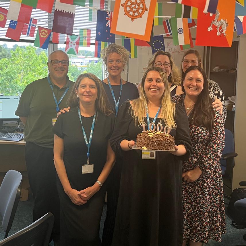 DevonAllianceUK's tweet photo. We celebrated the arrival of our 1000th nurse in the office today with some cake.
Team from left to right top row: Paul, Emily, Carly and Vic
Bottom row: Victoria, Vicky and Laura
Missing Tracey and Kerry.
#Devonalliance #celebrating #internationalnurses https://t.co/IyoTE6rb65