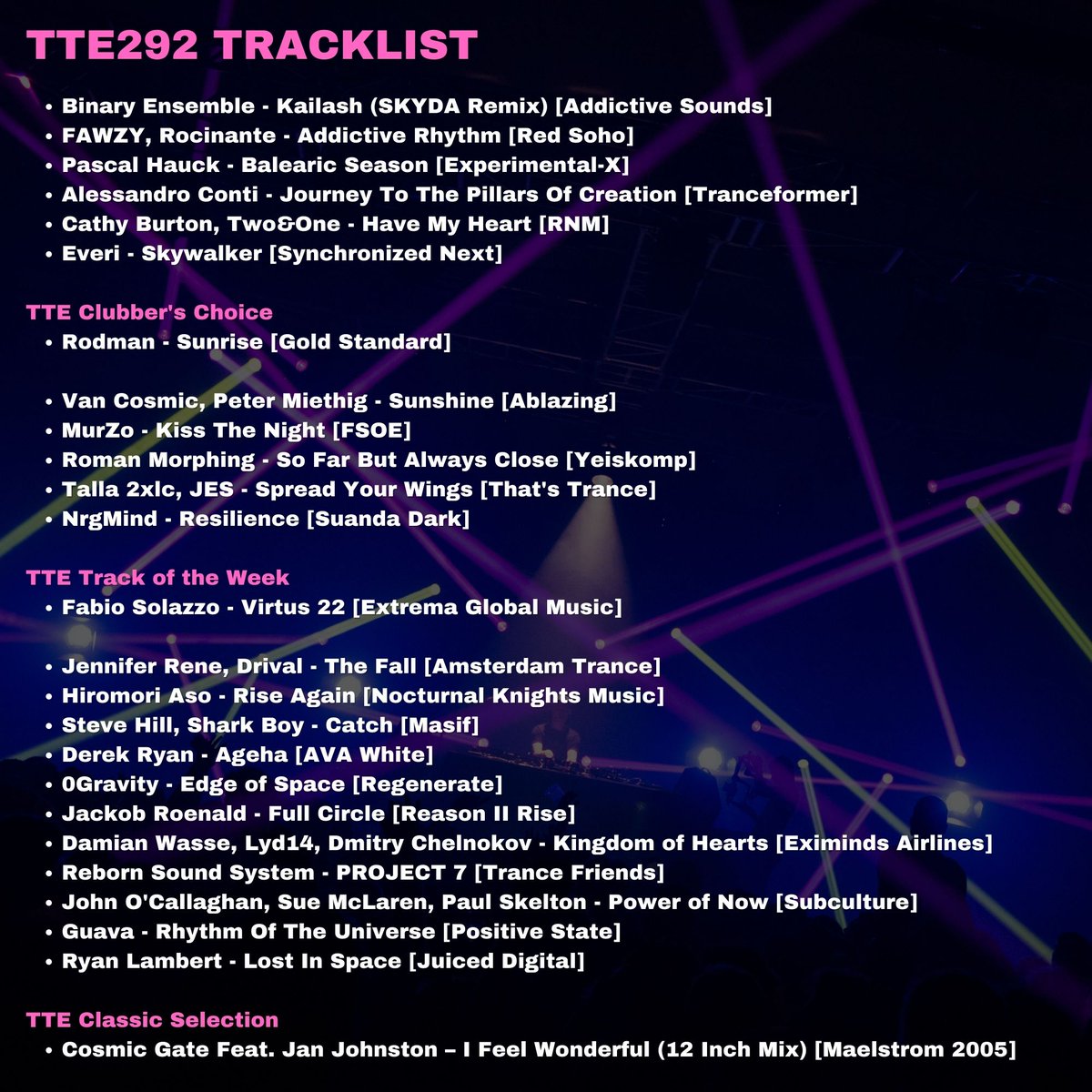 The Trance Empire (@thetranceempire) on Twitter photo A show packed full of the latest Trance releases! You won't want to miss it. Episode 292 of The Trance Empire with <a href="/RodmanOfficial/">Rodman</a> π
Get the full show π lnk.to/TTE292
New music from <a href="/derekryansound/">Derek Ryan</a>, <a href="/DrivalDJ/">Drival</a>, <a href="/fabiosolazzo/">Fabio Solazzo</a>, <a href="/JackobRoenald/">Jackob Roenald</a>, <a href="/Official_JES/">JES</a>, <a href="/NrgMind/">NrgMind</a>, A show packed full of the latest Trance releases! You won't want to miss it. Episode 292 of The Trance Empire with <a href="/RodmanOfficial/">Rodman</a> π
Get the full show π lnk.to/TTE292
New music from <a href="/derekryansound/">Derek Ryan</a>, <a href="/DrivalDJ/">Drival</a>, <a href="/fabiosolazzo/">Fabio Solazzo</a>, <a href="/JackobRoenald/">Jackob Roenald</a>, <a href="/Official_JES/">JES</a>, <a href="/NrgMind/">NrgMind</a>,