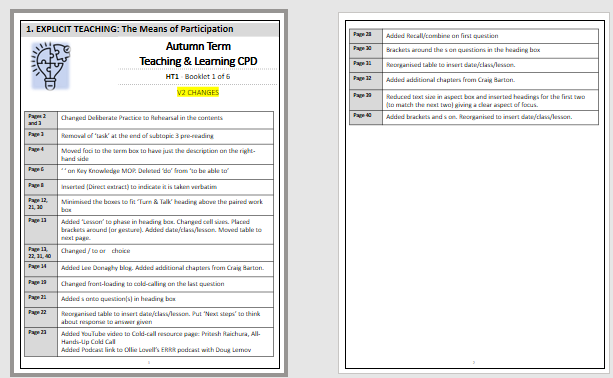 Linds_Bennett's tweet photo. HT1 - Means of Participation CPD booklet

Version 2 now available, as both PDF and PowerPoint depending on what works for you.

Complete with a list of the changes that have been made to the original version. 

Link in the thread below ⏬ https://t.co/DuEKejbdKh