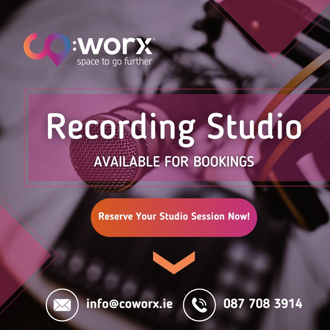 coworx_ie's tweet photo. Unleash Your Voice! 🎙️📹 Step into our state-of-the-art studio at CO:WORX and let your creativity soar. From podcasts to video podcasts, our top-notch gear is here to help you captivate your audience and share your message with the world🌐
#COWORX #Edgeworthstown #Longford https://t.co/Lf7I2RKsNQ