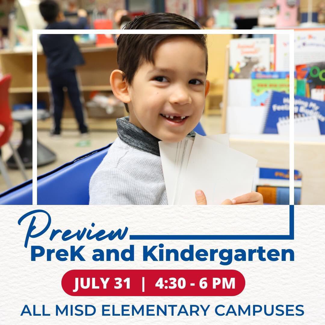 Monday, July 31 is my last day but the best day as it’s PreK/Kindergarten Preview Day! Visit one of the eight elementary campuses from 4:30 p.m. - 6:00 p.m. to tour the school, meet staff, and finish the registration process! It will be fun event for everyone in Midway ISD! ❤️💙