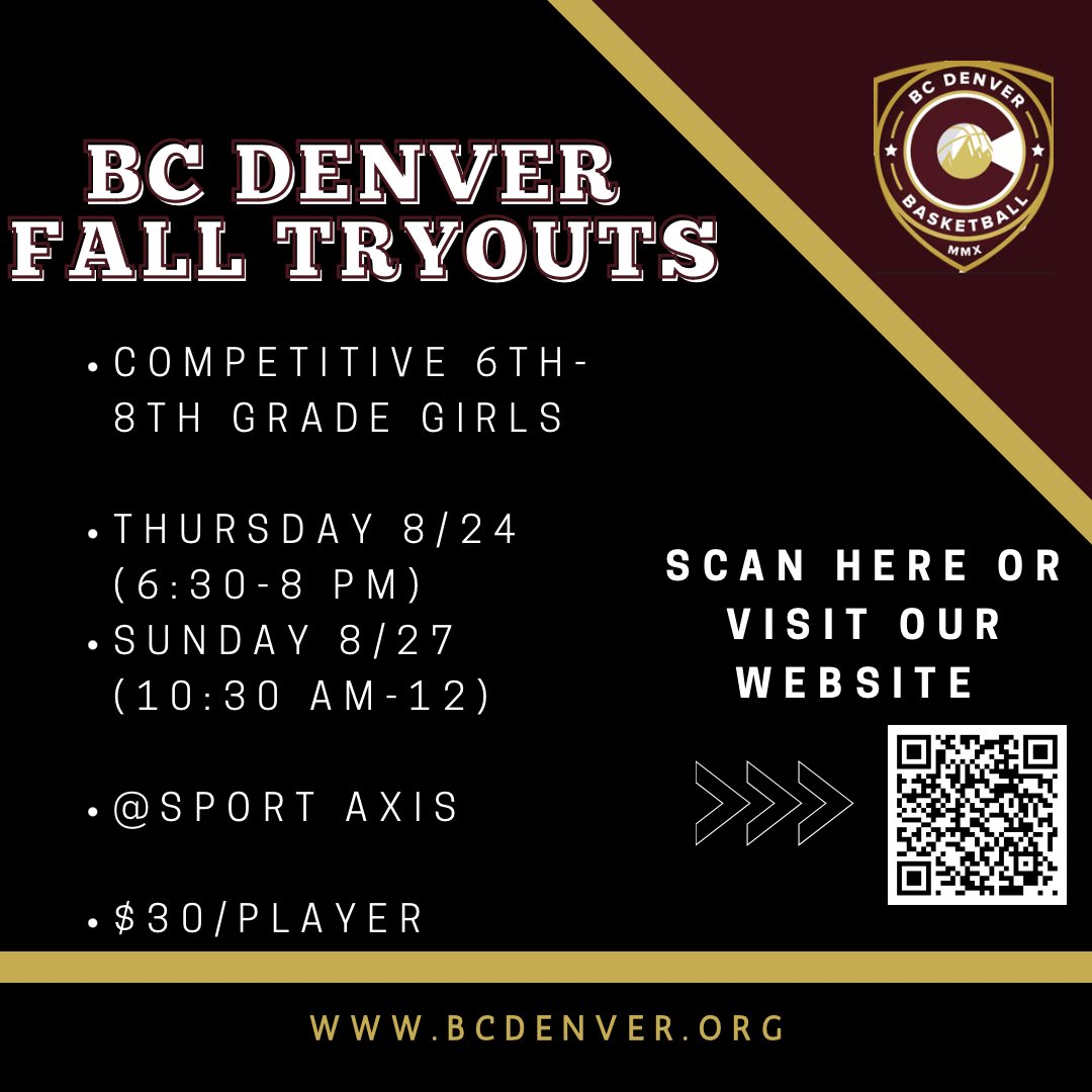 Fall tryouts coming up for 6th-8th grade girls!🏀