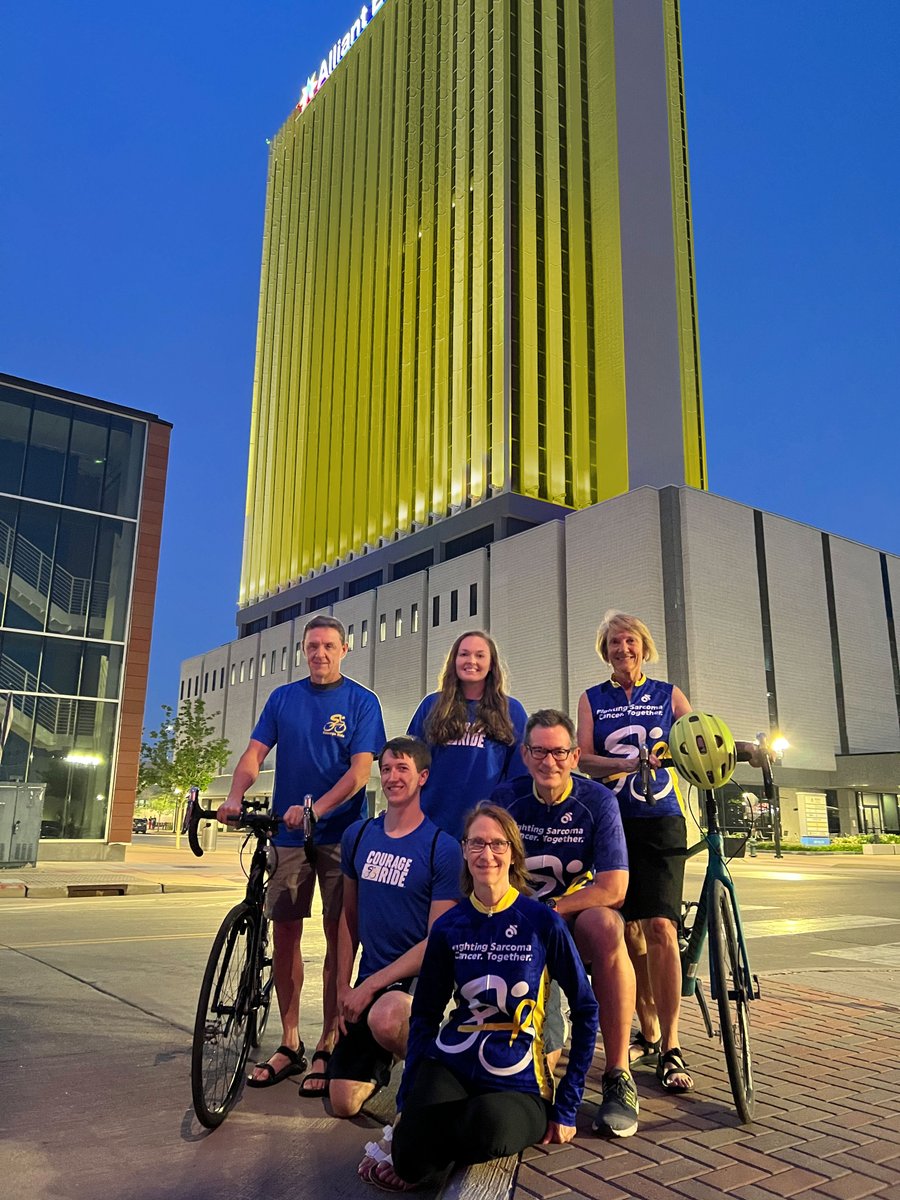 TheCourageRide's tweet photo. #SarcomaCancerAwarenessMonth may be ending, but we’ll always be sharing the message! 📣 And we’re grateful to businesses like @alliantenergy as they once again lit up in yellow for us this year. 

#CourageRide #EndSarcoma #SarcomaCancer #AlliantEnergy https://t.co/m3aoRTJFXX