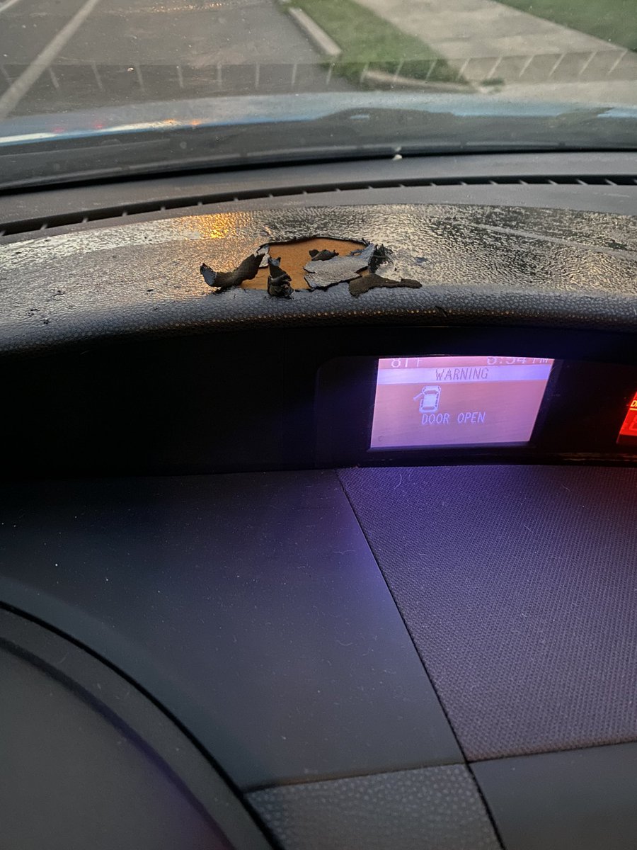 It’s been so hot my dashboard literally melted off 😩 I pulled the shade cover off and this happened. I have a 2010 <a href="/MazdaUSA/">Mazda USA</a> 3….how do you even fix this?!