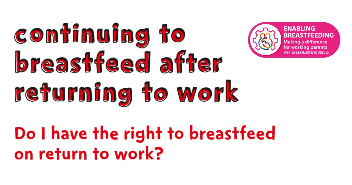 🤱 Today is the start of #WorldBreastfeedingWeek which for 2023 is focussed on on breastfeeding and employment/work.

ℹ️ You can find helpful and practical information and support on returning to work when breastfeeding here: bit.ly/3mQMn4t

#WBW #WBW2023