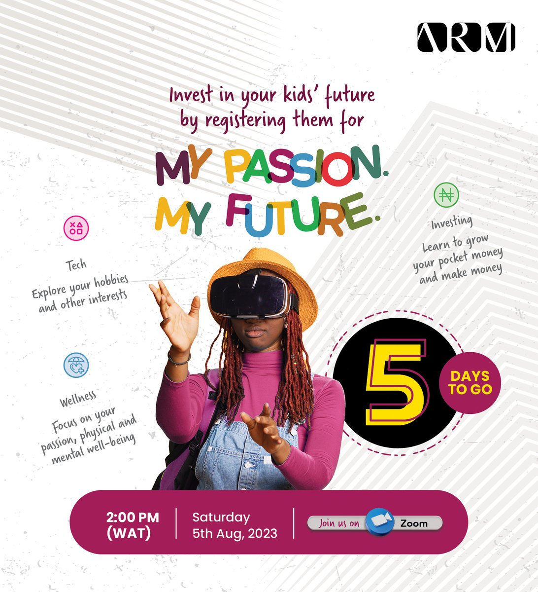 armengage's tweet photo. 5 days to go! Don't miss the opportunity to educate and empower your teenager. Click on this link https://t.co/VvG7ioIKpS to register them now for MyPassionMyFuture.
#ARM #MPMF https://t.co/8zOU7Cyiel