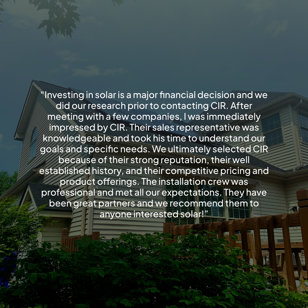 SolarByCIR's tweet photo. “I was immediately impressed by CIR. Their sales representative was knowledgeable and took his time to understand our goals and specific needs.” 

Join the hundreds of customers just like Axel &amp; his family! https://t.co/c6FzkRMM7Q https://t.co/IQgE3okh1D
