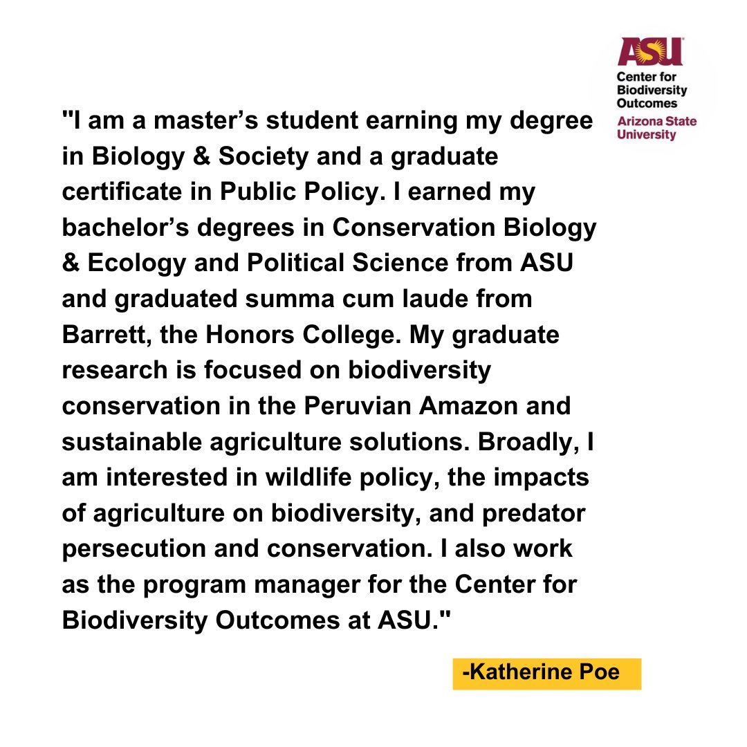 Meet Katherine Poe, a current graduate student working with our Conservation Innovation Lab, an applied interdisciplinary conservation research laboratory at Arizona State University.