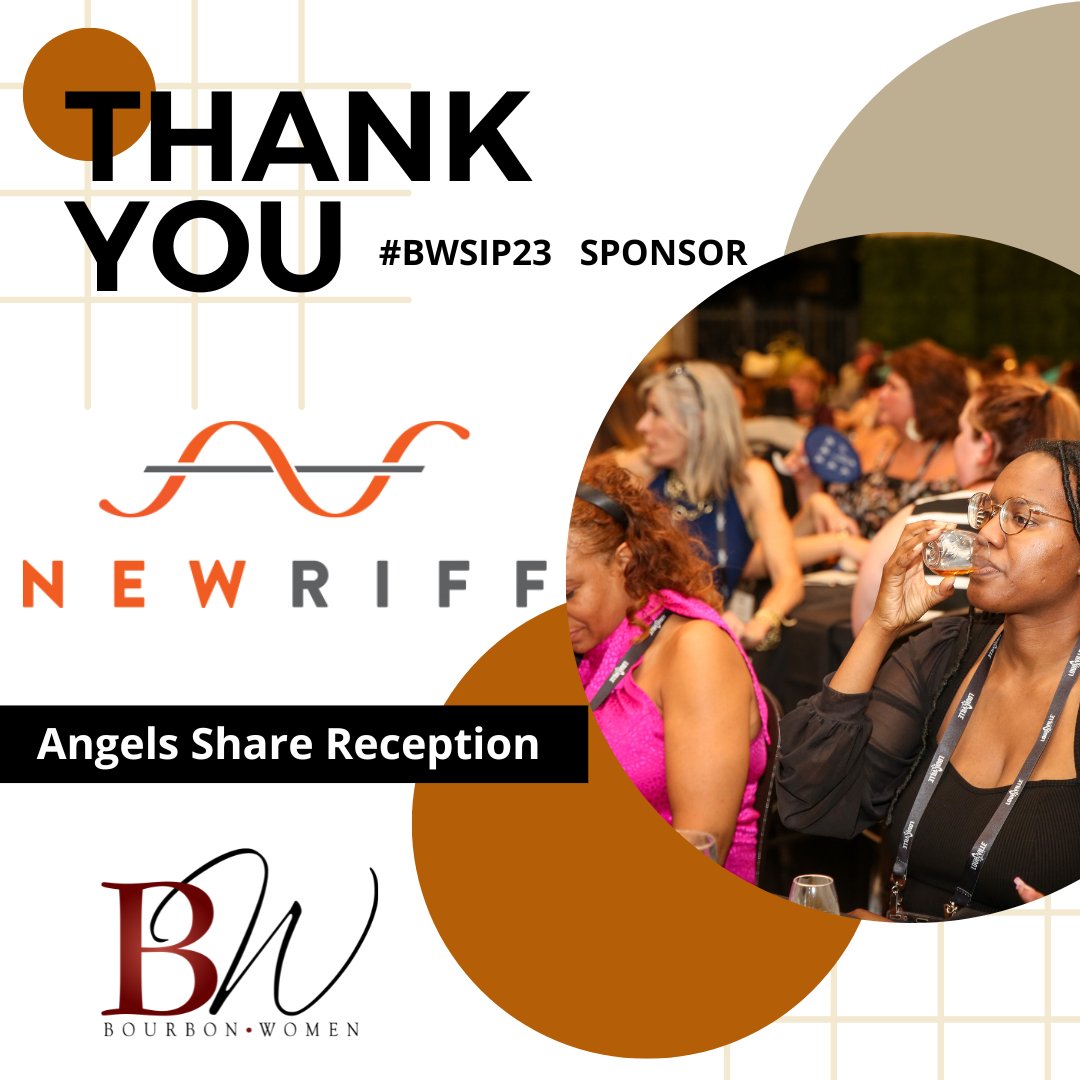 A huge thank you to <a href="/newriff/">New Riff Distilling</a> for their incredible sponsorship of the Angels Share - SIP Scholars reception at the Bourbon Women SIPosium! 🥃🌟 Tix: buff.ly/3lR2sNm Cheers to New Riff for making this evening extra! #NewRiff #AngelsShareReception #CheersToSponsors 🥂🎓🍻