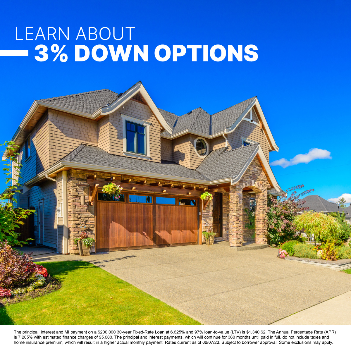 Saving enough for a down payment might seem years away. With our 3% down options, homeownership can come into view sooner than you think. Call today.