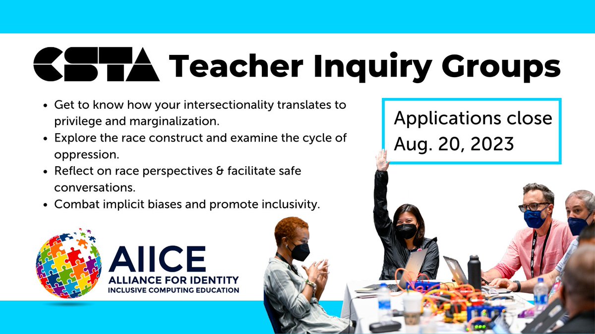 Learn more about the benefits, responsibilities, and requirements of the CSTA Teacher Inquiry Groups here: ow.ly/XPOU50Pl9QE #CSforALL #CSEd #CSTAEquity