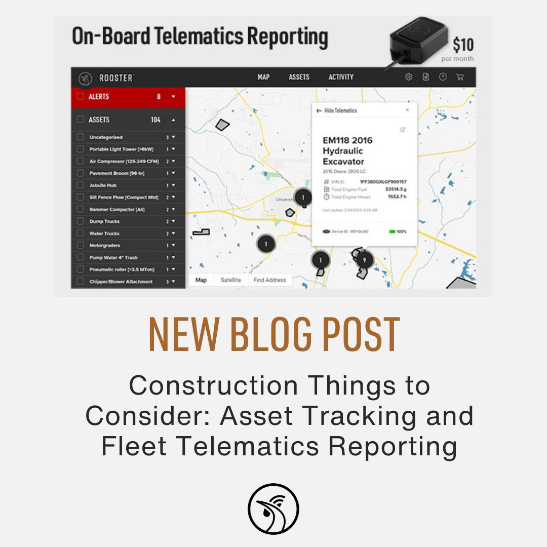 roostertracking's tweet photo. Find out how #RoosterAssetTracking systems can help streamline your #Construction equipment management tasks in our new blog post.

https://t.co/Ew20eQOaAU

#AssetTracking #FleetManagment #dontwonderKnow https://t.co/Scz8qn2N68