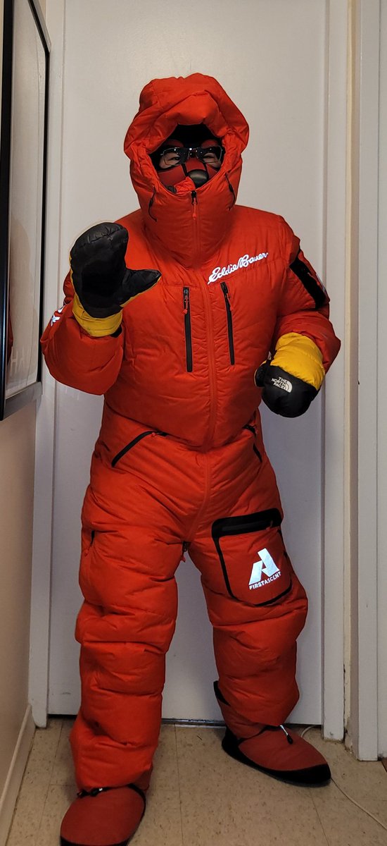 waraulion's tweet photo. First time wearing the new Eddie Bauer Peak XV down suit. It was very warm inside. :) https://t.co/AxhdNKZCFK