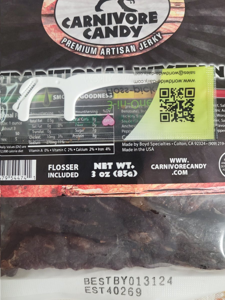 BCampSports's tweet photo. Never have I seen a jerky company include a floss pick in each of their bags. Brilliant! https://t.co/r93TpPd1cR