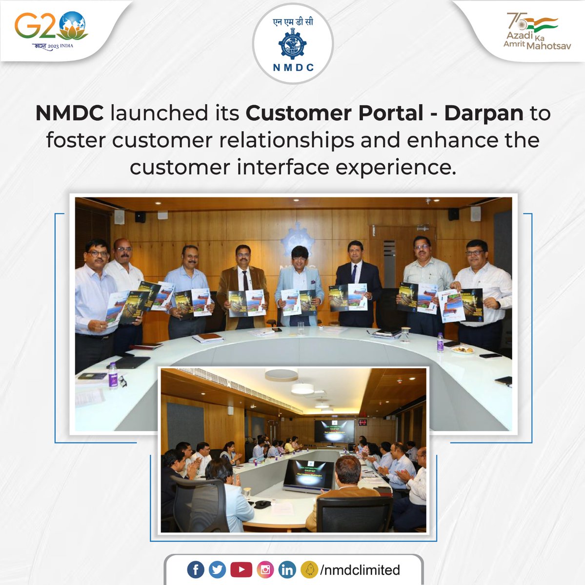Darpan, NMDC’s customer portal will provide a one stop solution in facilitating faster and smoother transactions for its existing and potential customers, ensuring transparency and accountability. NMDC also released its Product Brochure today.