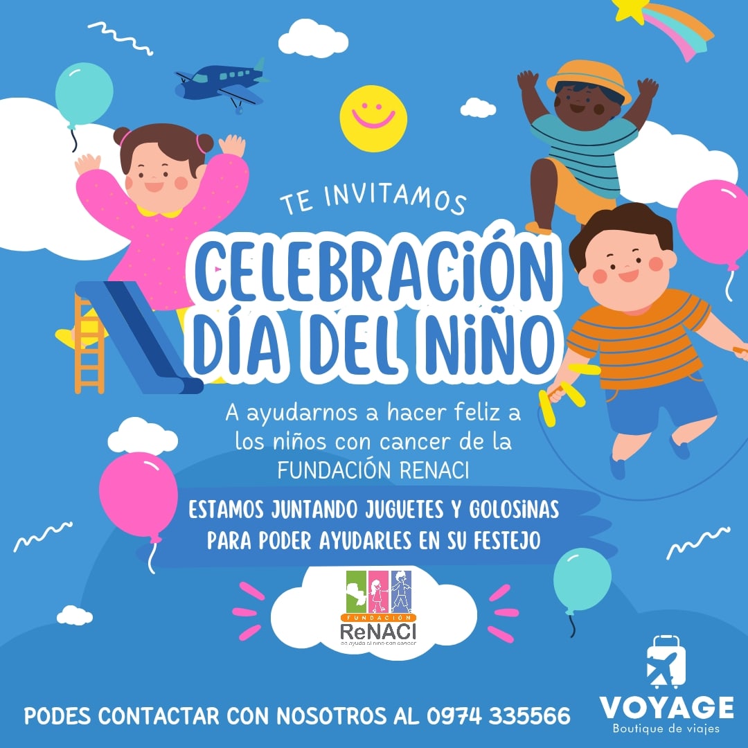 aisman6's tweet photo. Chicos/as 

Las amigas de la agencia de viaje Voyage, están llevando a cabo una colecta para hacer inolvidable el día del niño 🌟🎈 en la *FUNDACIÓN RENACI* de niños con cáncer. 

Cada donación representa un rayo de esperanza y felicidad para estos pequeños.

📲 0974 335566. https://t.co/wTBUamFZpt