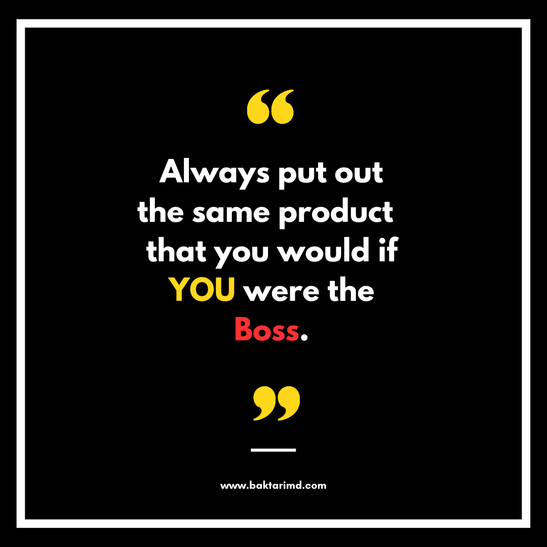 BaktariMD's tweet image. Always put out the same product as if you were the boss. 

There are no shortcuts to success.

Do you put forth maximum effort in everything that you do? 

#BeTheBoss #Ownership #PutOutBestProduct #Integrity #WorkEthic #EmpoweredTeam #OwnYourRole #OneDream