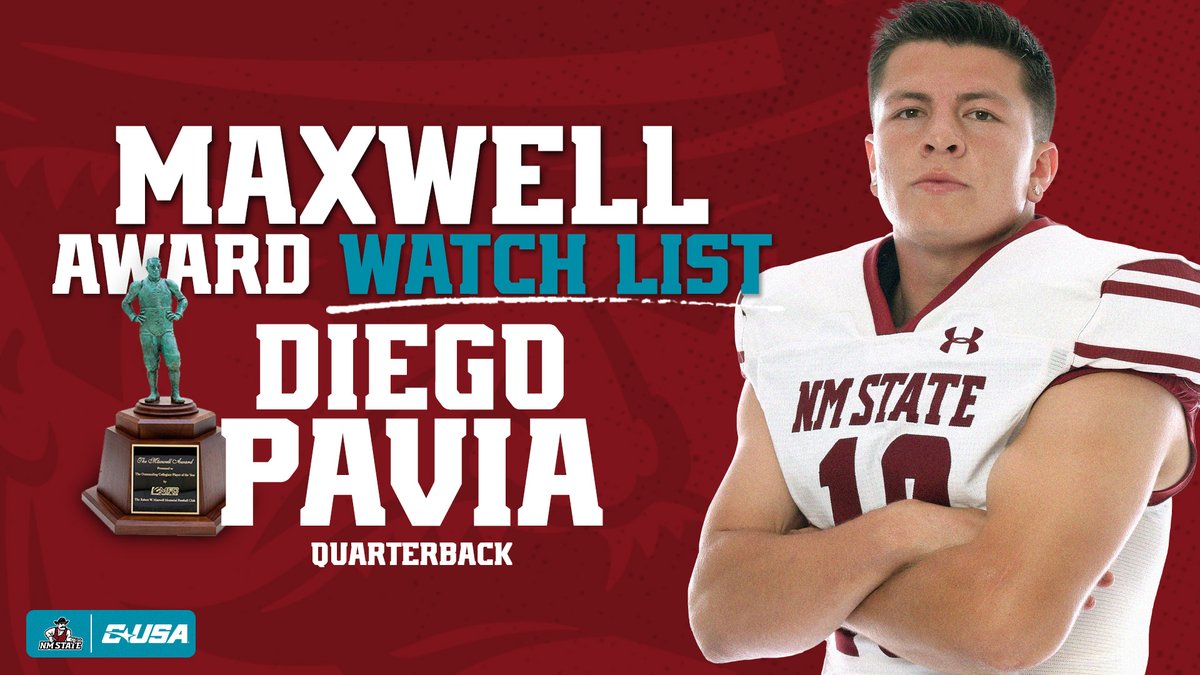 New Mexico State Football (@nmstatefootball) on Twitter photo Diego Pavia has been named to the Maxwell Award Watch List, presented annually to the outstanding player in college football
๐ฐ: bit.ly/3QrPEJY
#AggieUp x #HHLP Diego Pavia has been named to the Maxwell Award Watch List, presented annually to the outstanding player in college football
๐ฐ: bit.ly/3QrPEJY
#AggieUp x #HHLP
