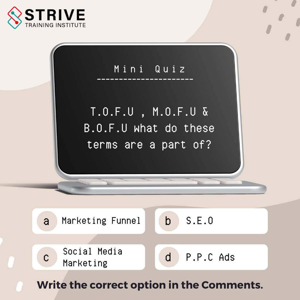 TrainingStrive's tweet image. Unveil the secrets behind T.O.F.U, M.O.F.U, and B.O.F.U and how they play a pivotal role in your marketing success! 📈📊 

#DigitalMarketingTips #MarketingSuccess #OnlineVisibility #DigitalGrowth #BoostYourROI #onlinelearning #digitalmarketingcalss  #strivetraininginstitute