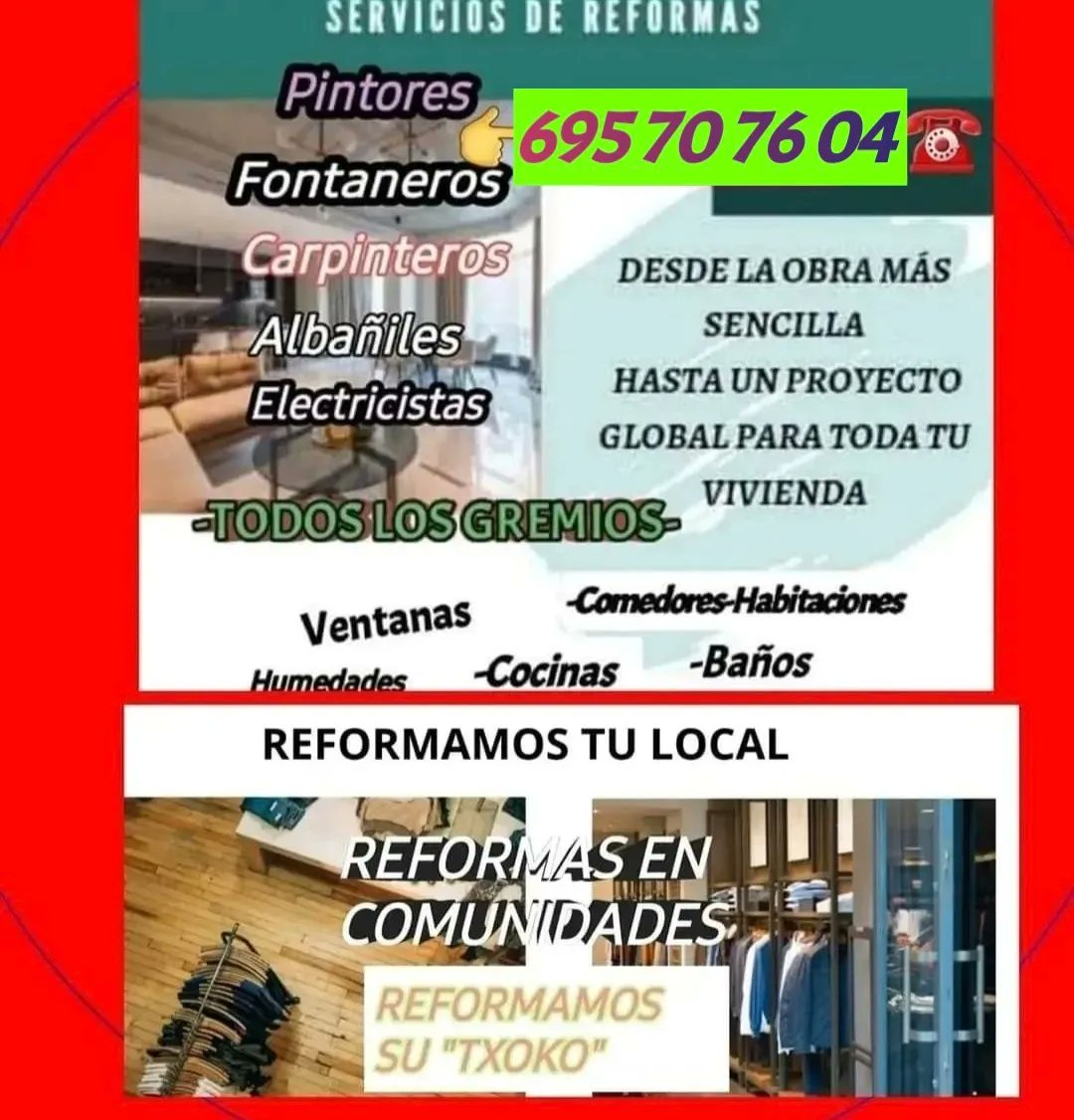 GertuPlus's tweet photo. 👉PEQUEÑAS Y  GRANDES REFORMAS.  TODAS CON EL MISMO CARIÑO👈
  
#reparacionesdomiciliaria #carpinteria #pintura #suelos #pladur   #humedad #eficienciaenergetica   #ferreteria #carpinteria    #albañiles     #fontaneros 

gertuplusgertuplus@gmail-  695 70 76 04️  ☎️ https://t.co/IbfA9Fe4kp