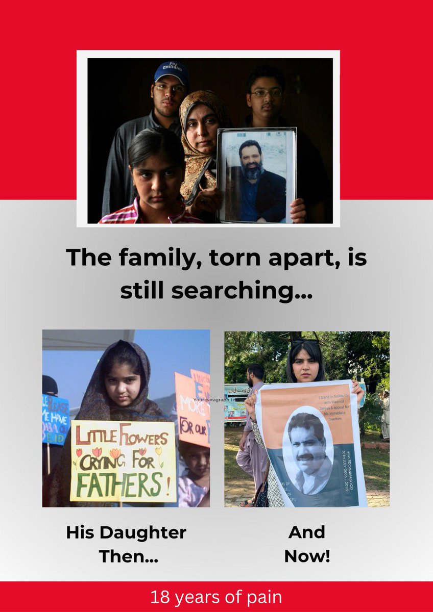 aymunsajid's tweet photo. 18 years. 
Can any one of us IMAGINE that? 
18 years means your child growing into an adult. Young ones graduating and getting married. Parents going senile with old age. Loved ones being buried. 
#18yearstoolong 
No one deserves this!
#ReleaseMasoodandFaisal https://t.co/2cV5ngUcfl