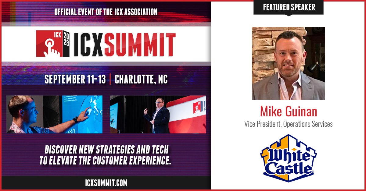 ICXsummit's tweet photo. Mike Guinan, VP of Operations Services at @WhiteCastle, will join us at Interactive Customer Experience Summit 2023 to talk about how to bring your A-game to the drive-thru using technology and a little ingenuity. #ICXsummit #customerexperience #cx #drivethru https://t.co/4U401ZJiah