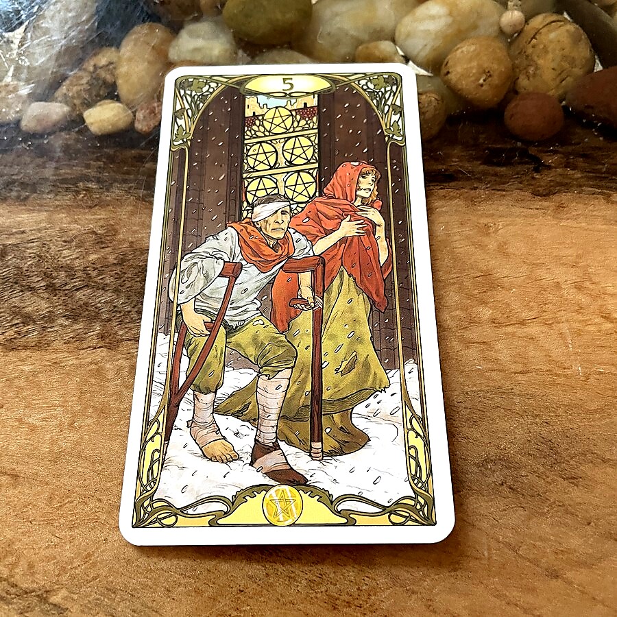 fenice's tweet photo. Don't underestimate the power of the 5 of Pentacles. It whispers a valuable lesson: richness is not in hoarding, but in heartfelt generosity. In sharing wealth, we find true abundance. #Generosity #5ofPentacles https://t.co/tqfEUU83b0