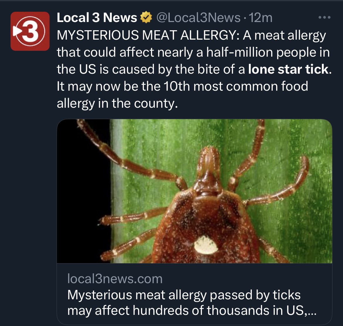 SOfreeLifestyle's tweet photo. So 2 yrs ago a guy mentions it is possible to change how the planet consumes meat & mentions lone star tick & human engineering.
Speed forward & CDC is now sounding the alarm that this is “an emerging health concern”.
They think we are stupid.
#MeatAllergy #HumanEngineering https://t.co/6tyQfsWzVb